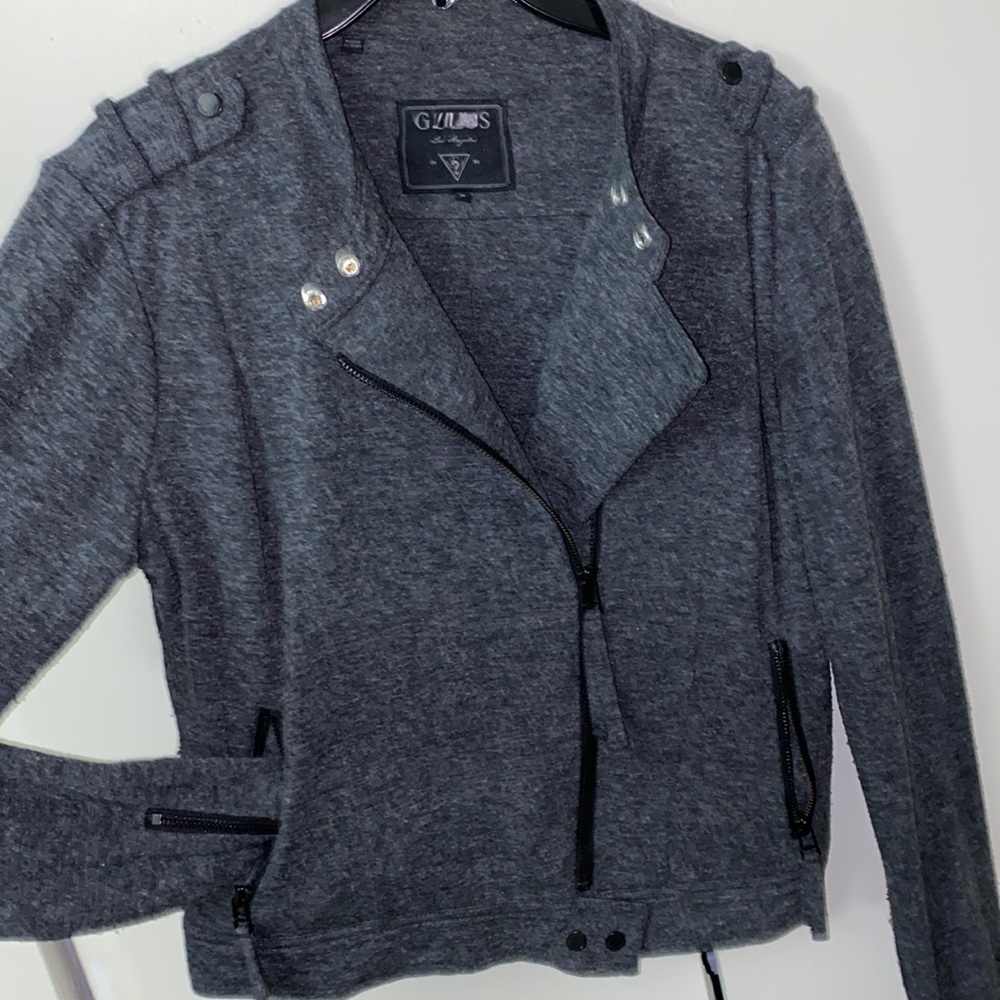 Guess Charcoal Gray Jersey knit Moto Jacket